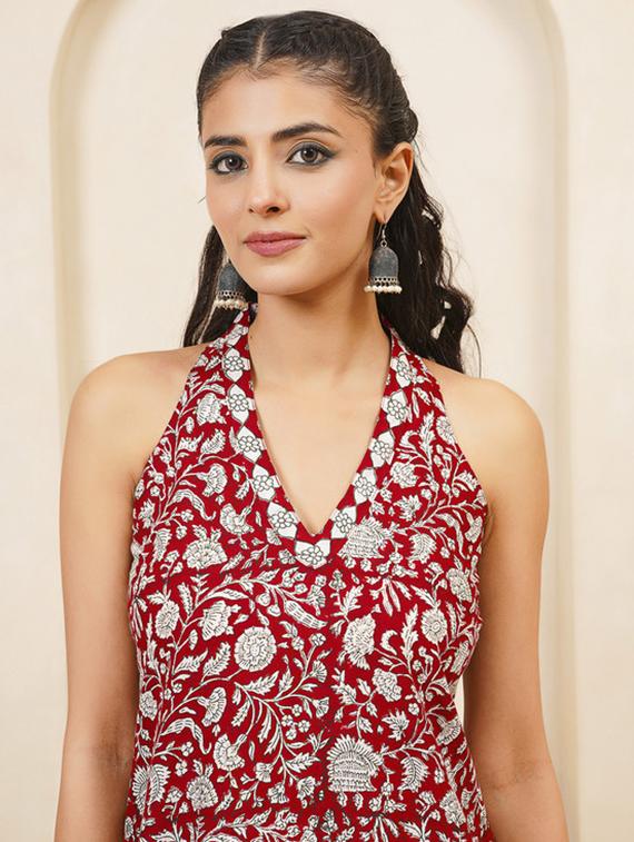 women printed sleeveless straight kurta - 22040897 - Standard Image - 4