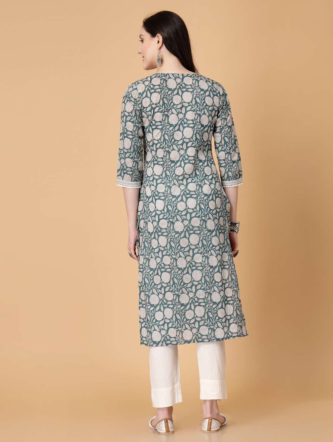 women printed three quarter sleeve straight kurti - 22040900 - Standard Image - 4