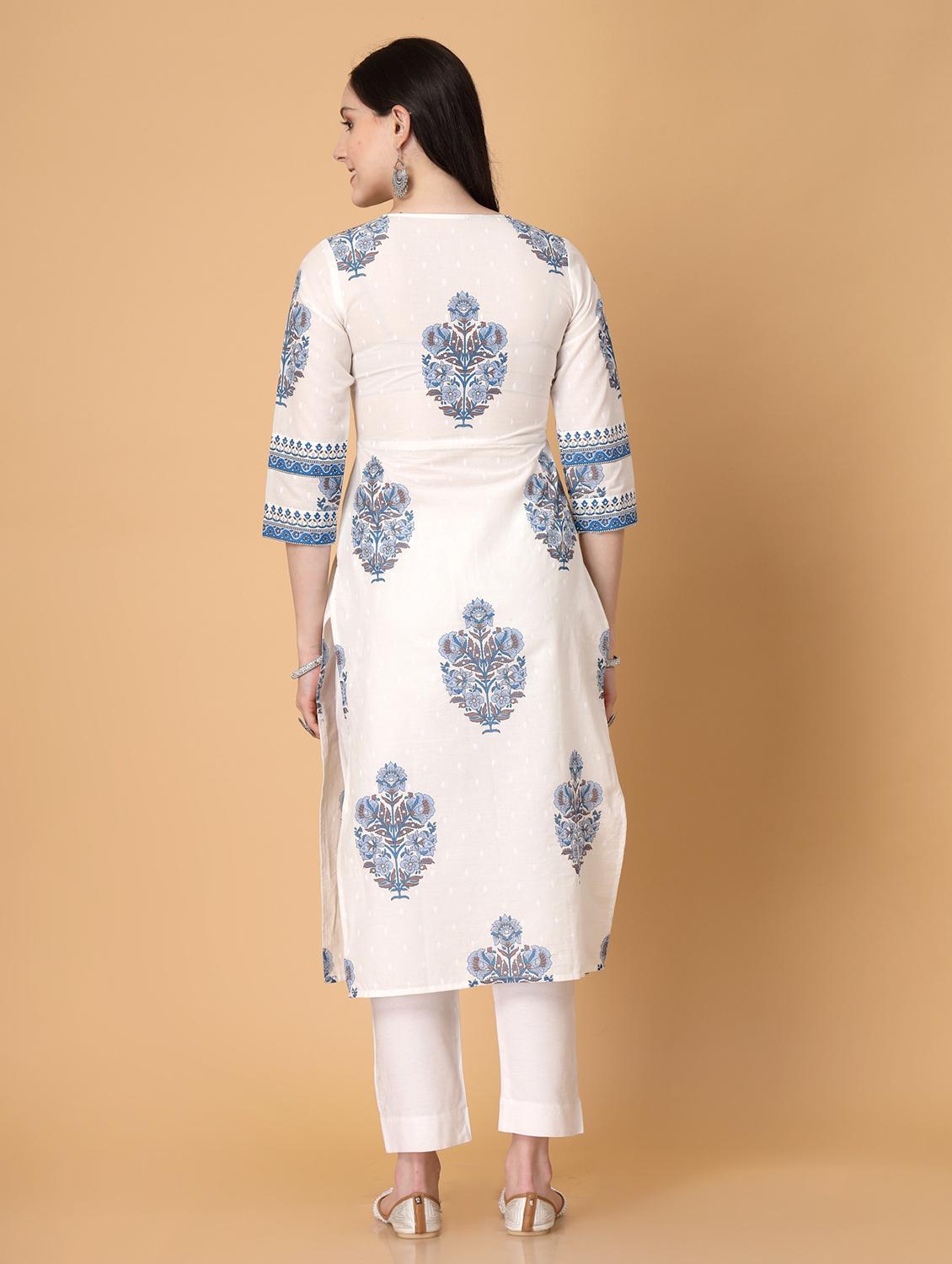 women printed three quarter sleeve straight kurti - 22040902 - Standard Image - 4