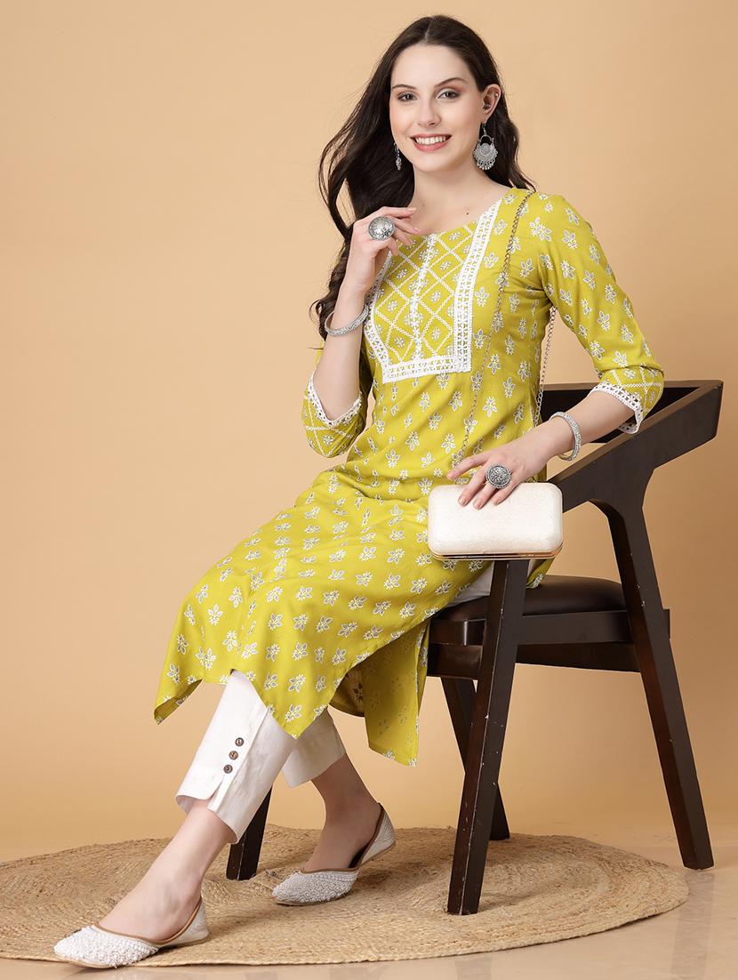 women printed three quarter sleeve straight kurti - 22040903 - Standard Image - 4