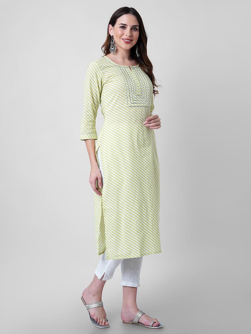 women printed three quarter sleeve straight kurta - 22040912 - Standard Image - 1