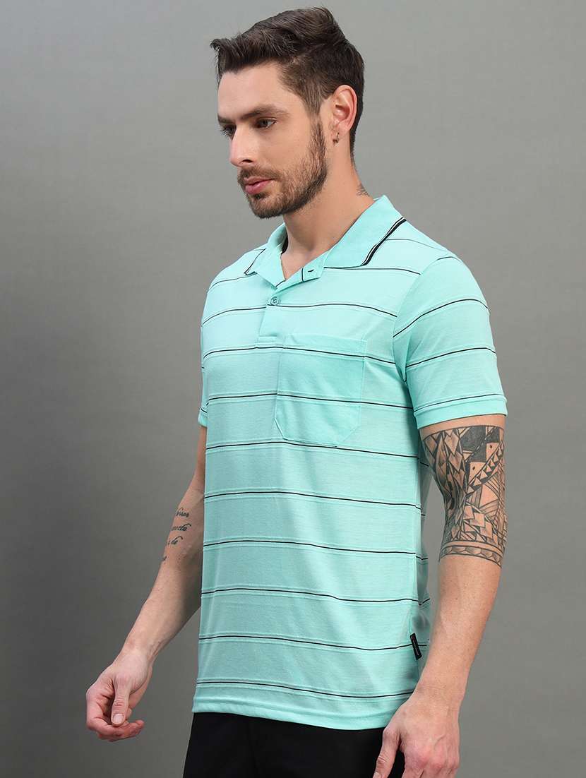 men striped short sleeve regular fit polo t-shirt - 22040921 -  Standard Image - 1