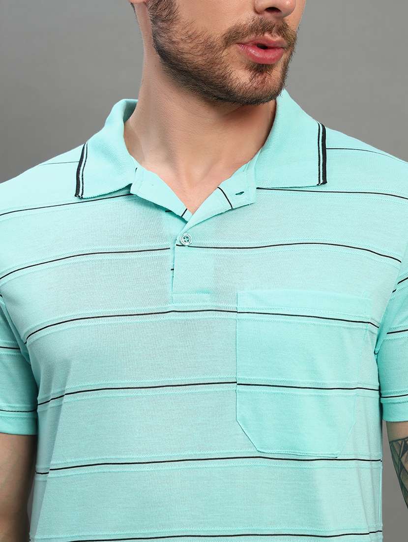 men striped short sleeve regular fit polo t-shirt - 22040921 -  Standard Image - 4