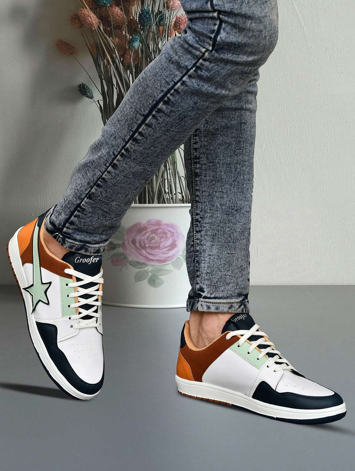 men white lace up sneakers - 22040923 -  Standard Image - 1