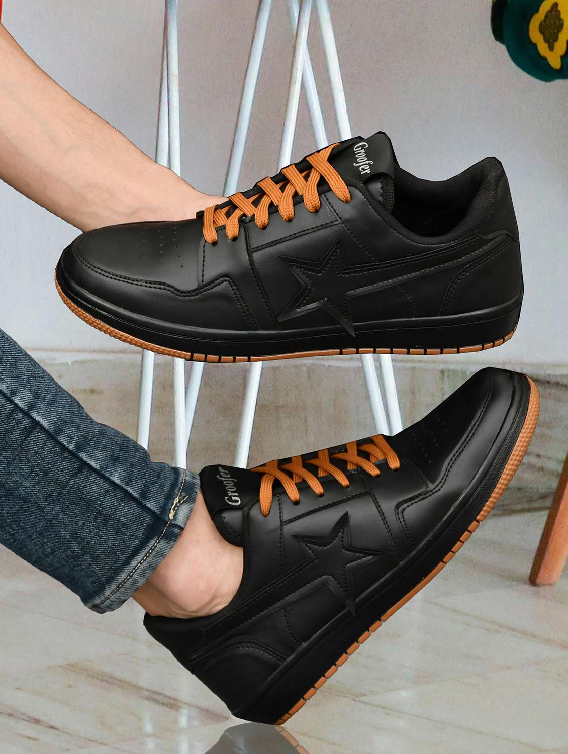 men black lace up sneaker - 22040924 -  Standard Image - 1
