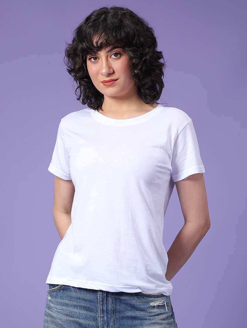 women solid short sleeve t-shirt - 22040959 -  Standard Image - 1