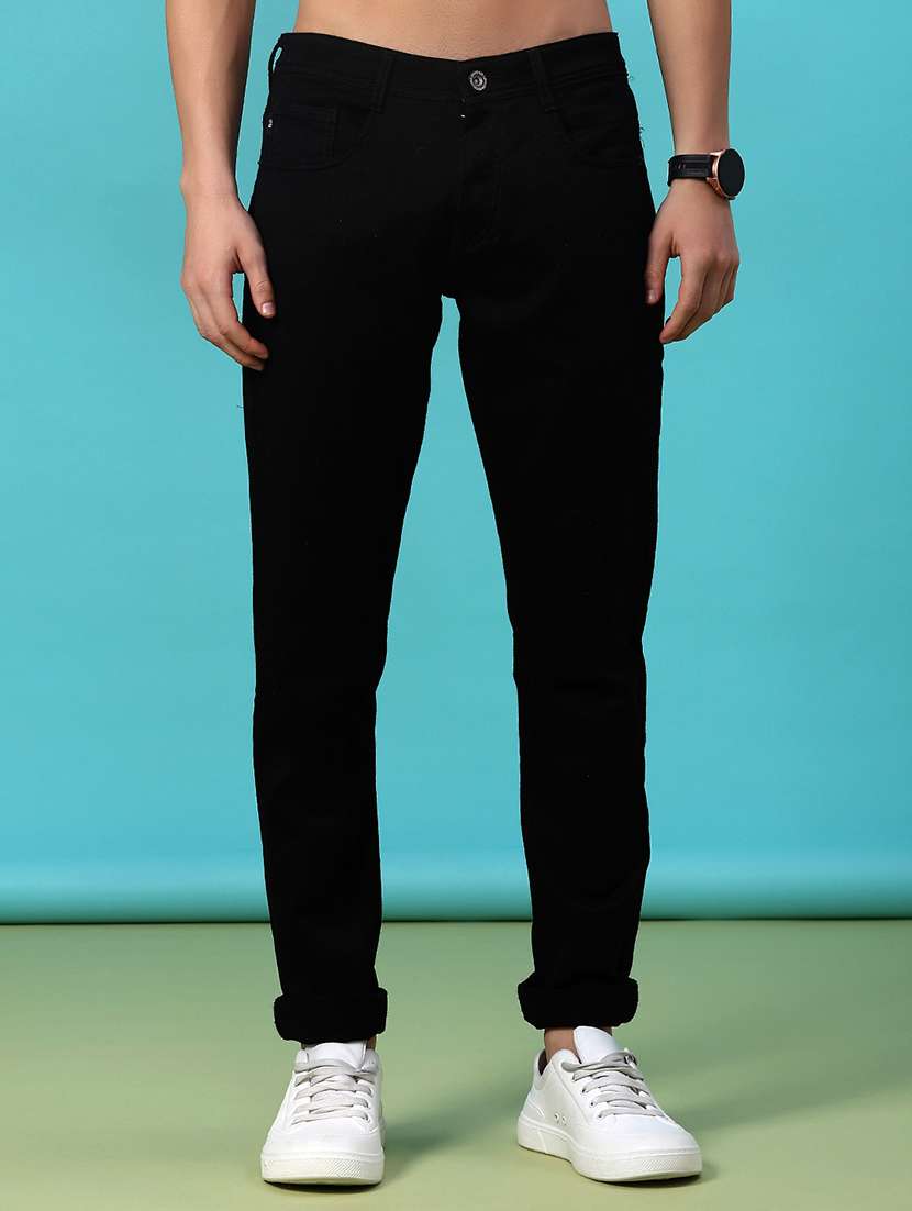 men plain mid rise full length jeans - 22040965 - Standard Image - 1