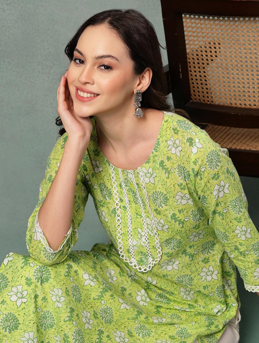 women printed three quarter sleeve straight kurta - 22040991 - Standard Image - 4