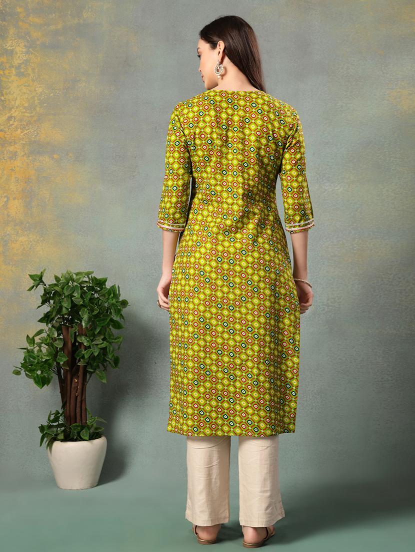 women printed three quarter sleeve straight kurta - 22041000 - Standard Image - 4