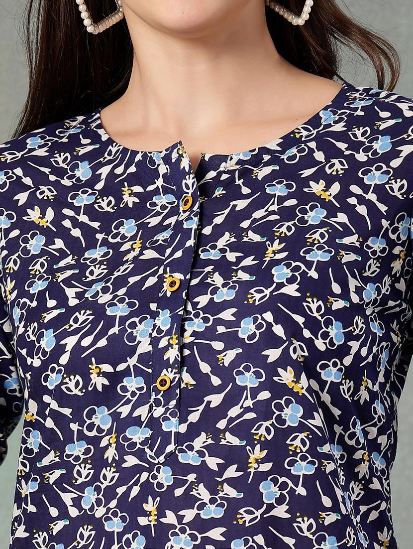 women printed three quarter sleeve straight kurti - 22041025 - Standard Image - 4