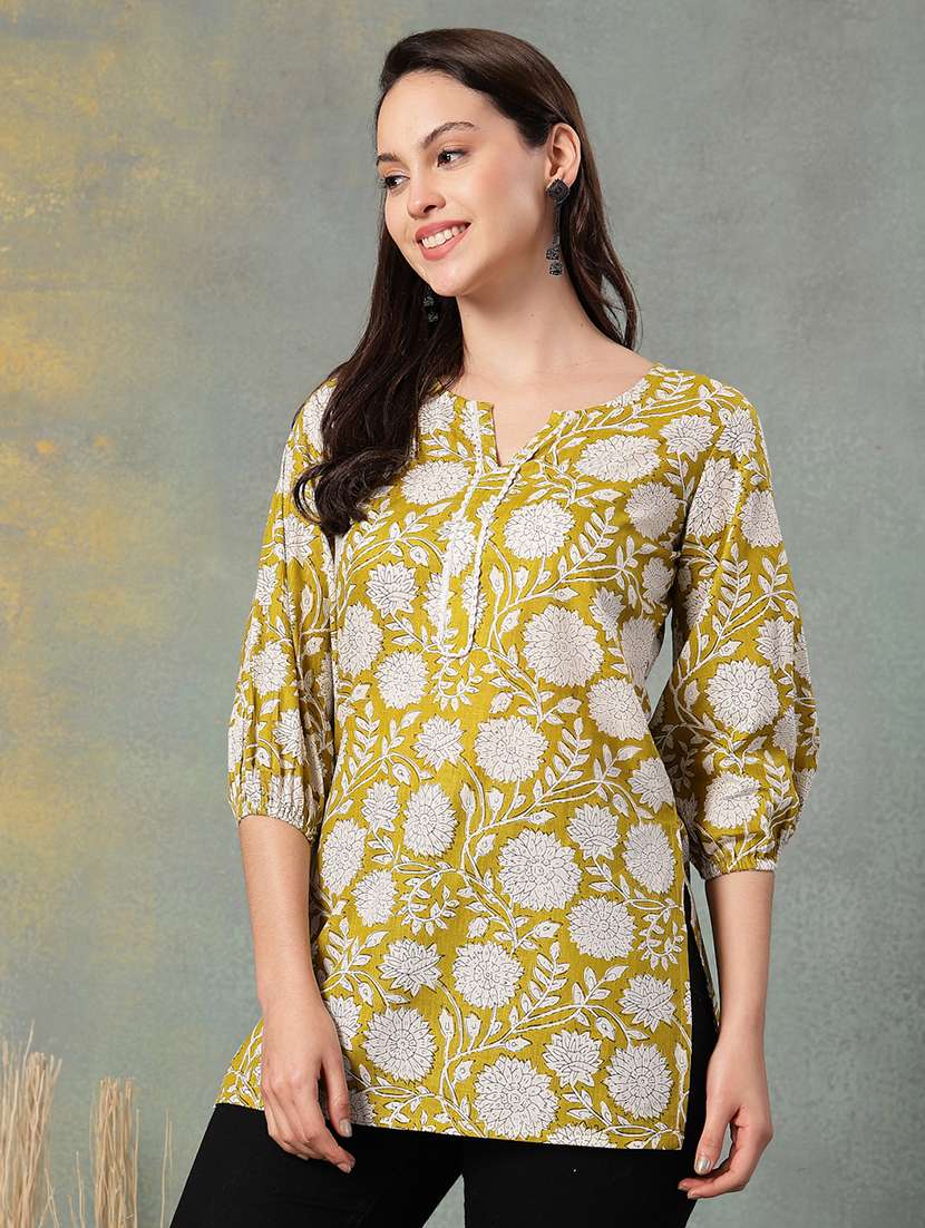 women printed three quarter sleeve straight kurti - 22041026 - Standard Image - 4