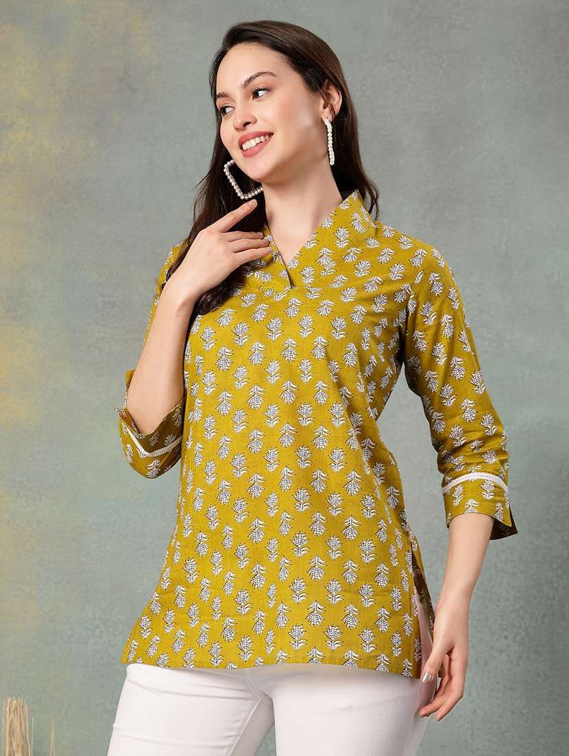 women printed three quarter sleeve straight kurti - 22041027 -  Standard Image - 1
