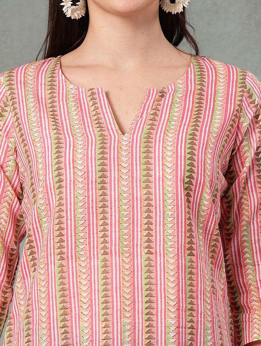 women printed three quarter sleeve straight kurti - 22041029 - Standard Image - 4