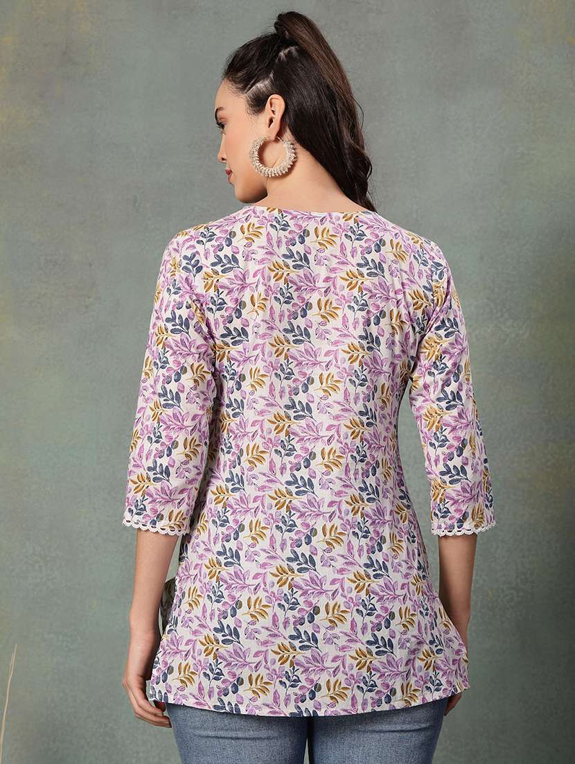 women printed three quarter sleeve straight kurti - 22041030 - Standard Image - 4