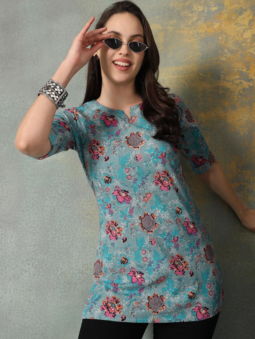 women printed three quarter sleeve straight kurti - 22041031 - Zoom Image - 0
