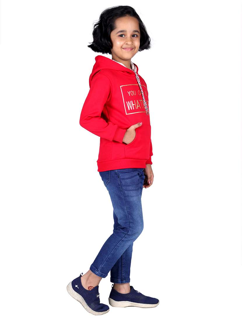 girls printed long sleeve regular fit shooded weatshirt - 22041062 - Standard Image - 4