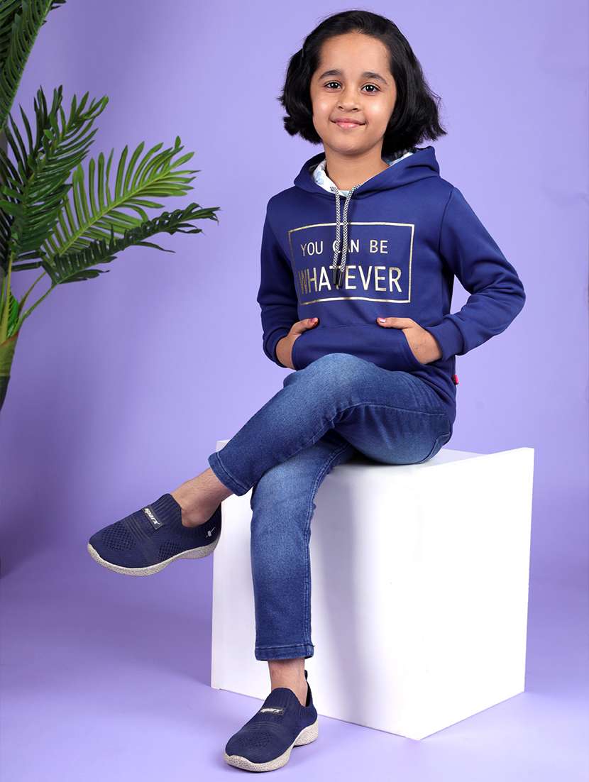 girls printed long sleeve regular fit hooded sweatshirt - 22041063 - Standard Image - 1