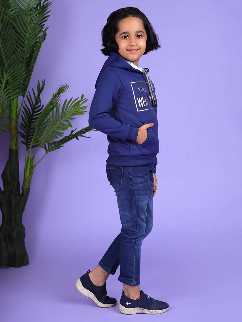 girls printed long sleeve regular fit hooded sweatshirt - 22041063 - Standard Image - 4