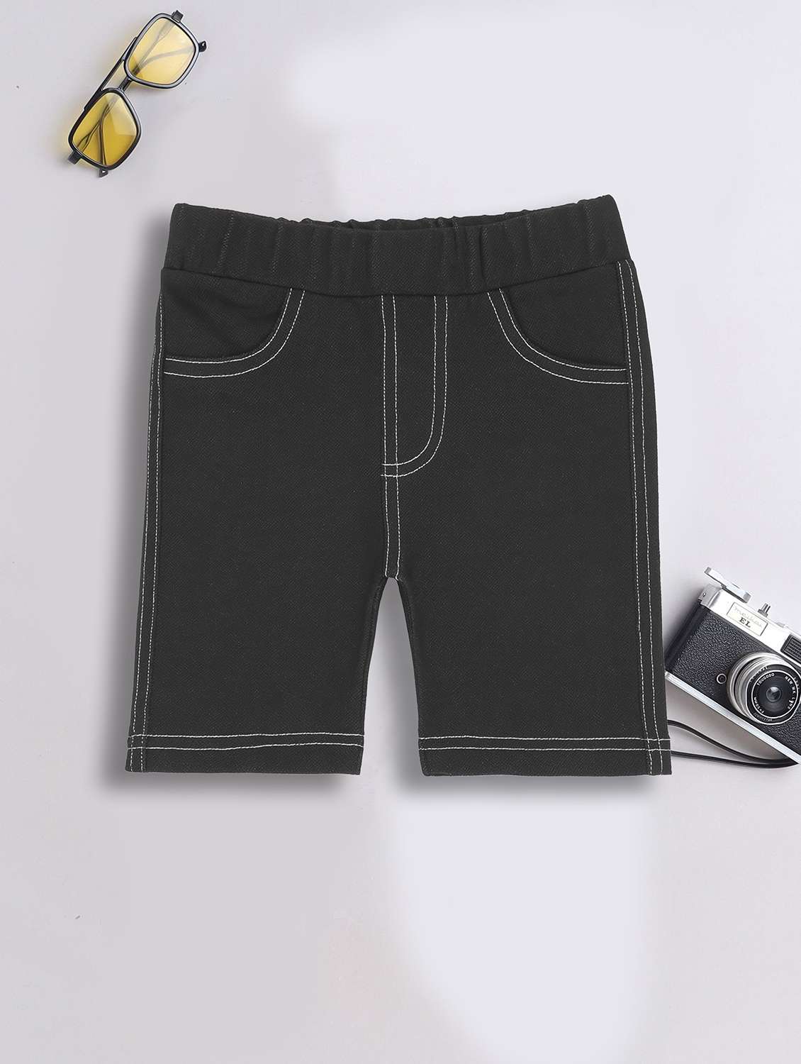 kids pack of 2 solid mid rise regular fit shorts - 22041064 -  Standard Image - 1