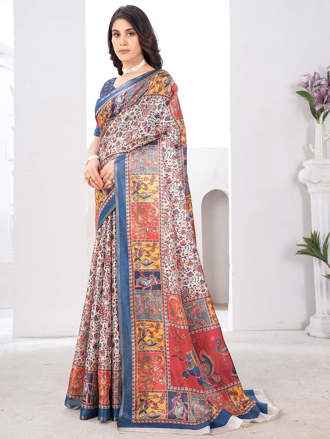 women printed casual wear saree with blouse - 22041074 -  Standard Image - 1