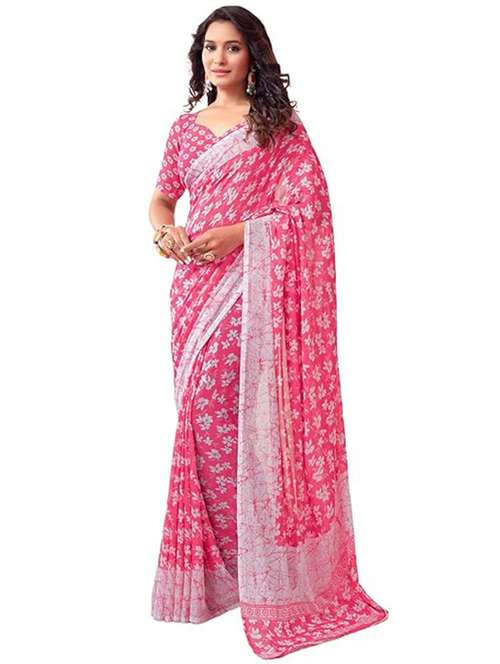 women printed casual wear saree with blouse - 22041097 -  Standard Image - 0