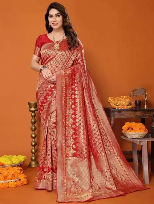 women self design banarasi saree with blouse - 22041119 -  Standard Image - 0