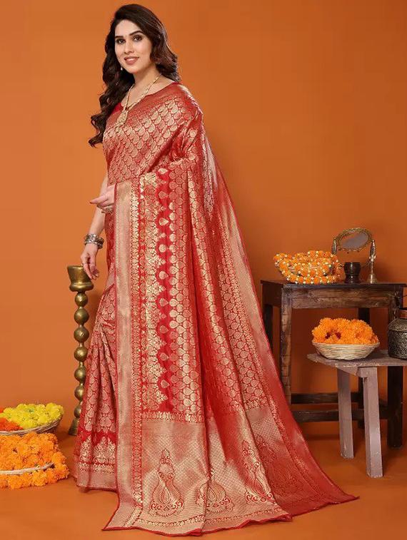 women self design banarasi saree with blouse - 22041119 - Standard Image - 1