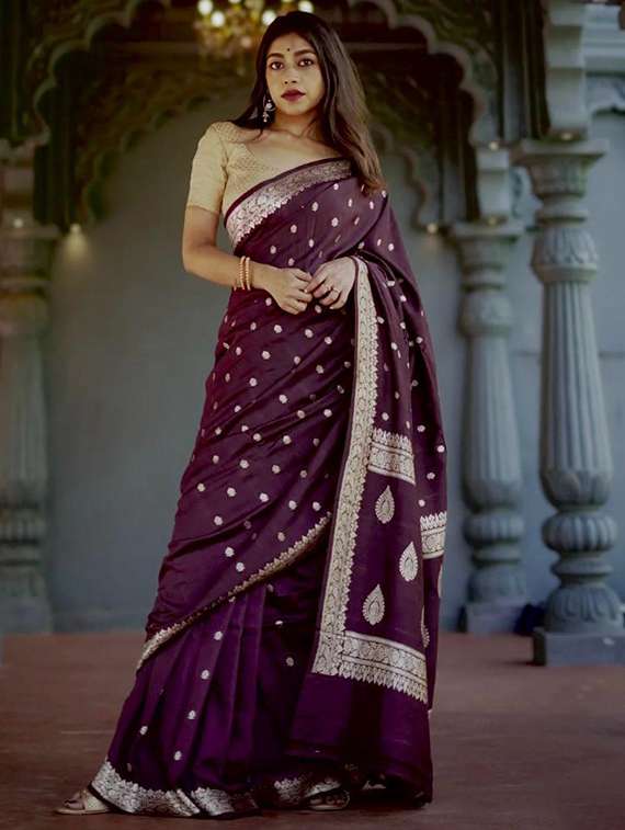 women self design banarasi saree with blouse