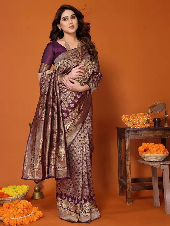 women self design banarasi saree with blouse - 22041123 - Standard Image - 1