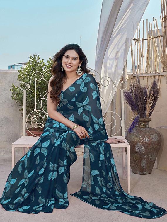 women printed casual wear saree with blouse - 22041124 - Standard Image - 4