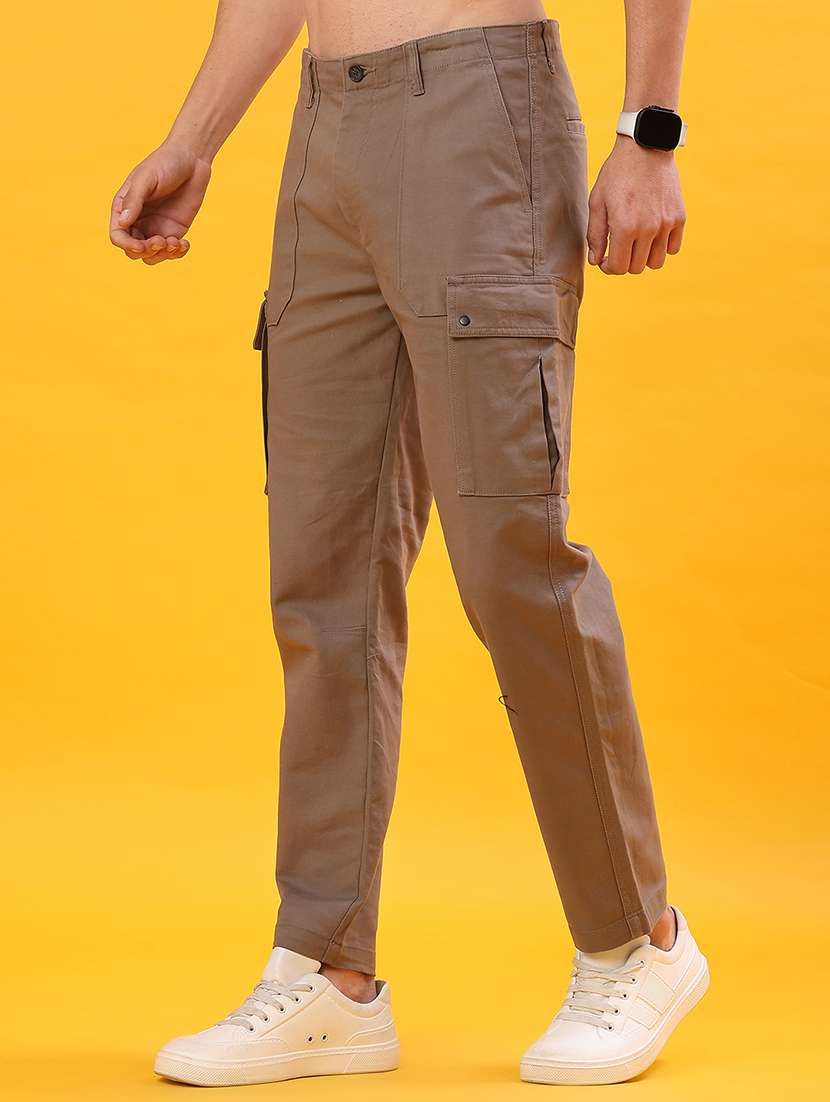 men solid mid rise cargo - 22041197 -  Standard Image - 1