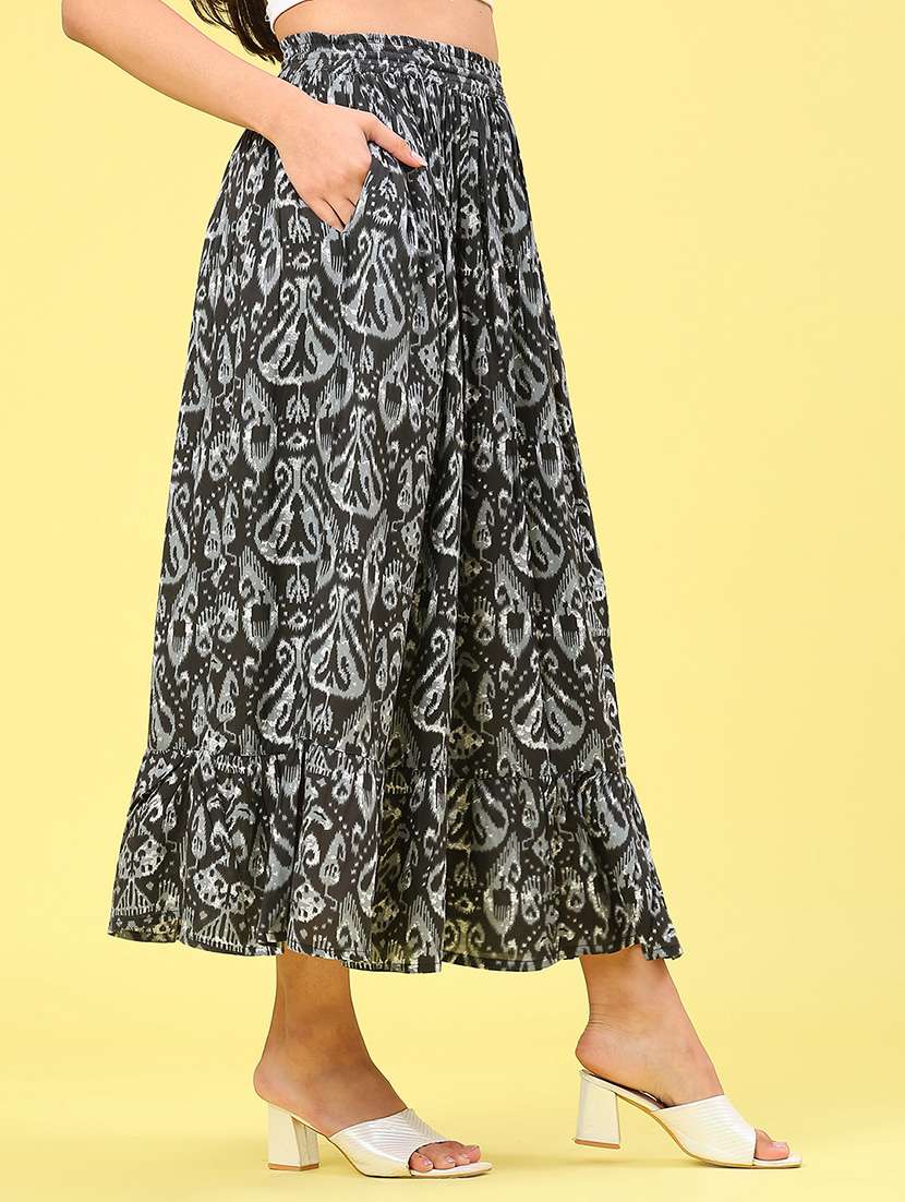 women ikat printed midi flared skirt - 22041231 -  Standard Image - 1