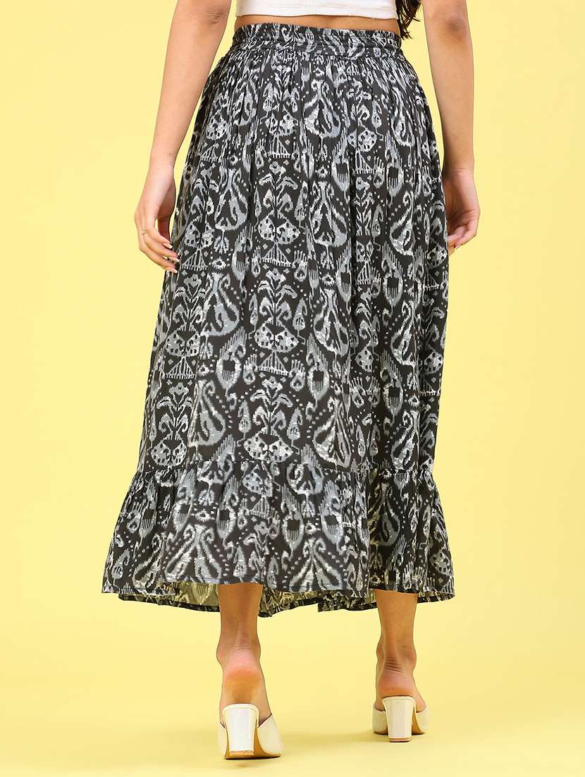 women ikat printed midi flared skirt - 22041231 -  Standard Image - 4