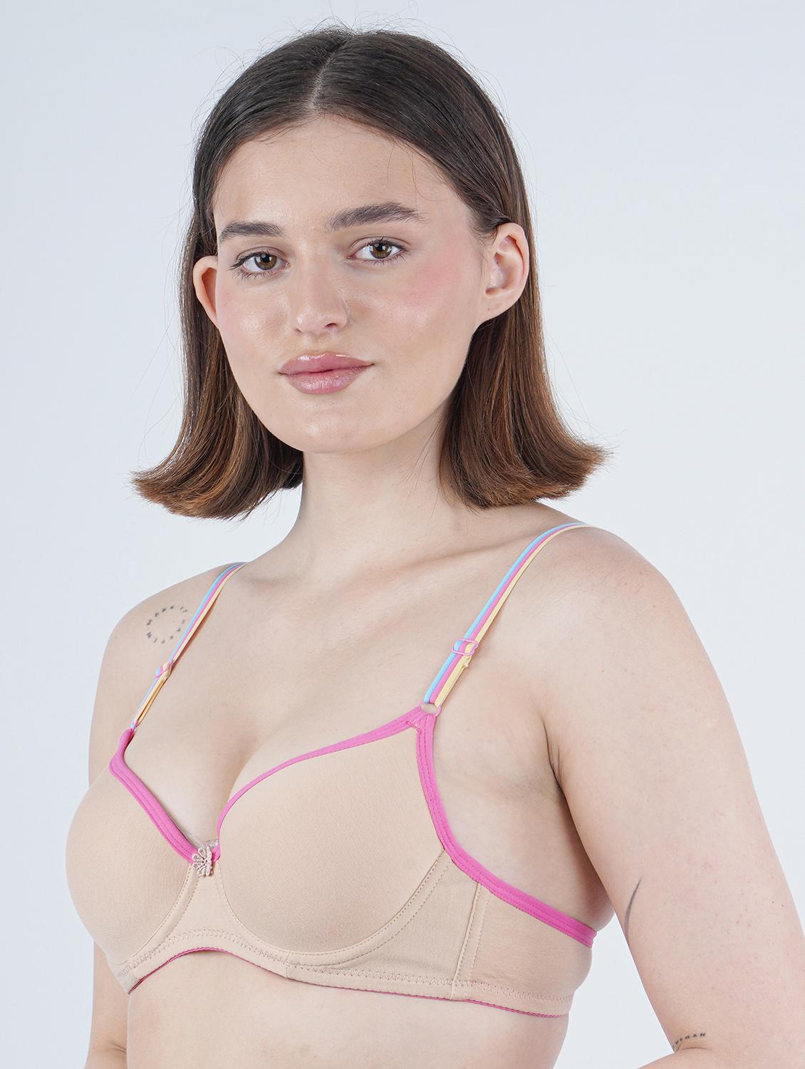 multi colored cotton push up bra - 22041293 - Standard Image - 4