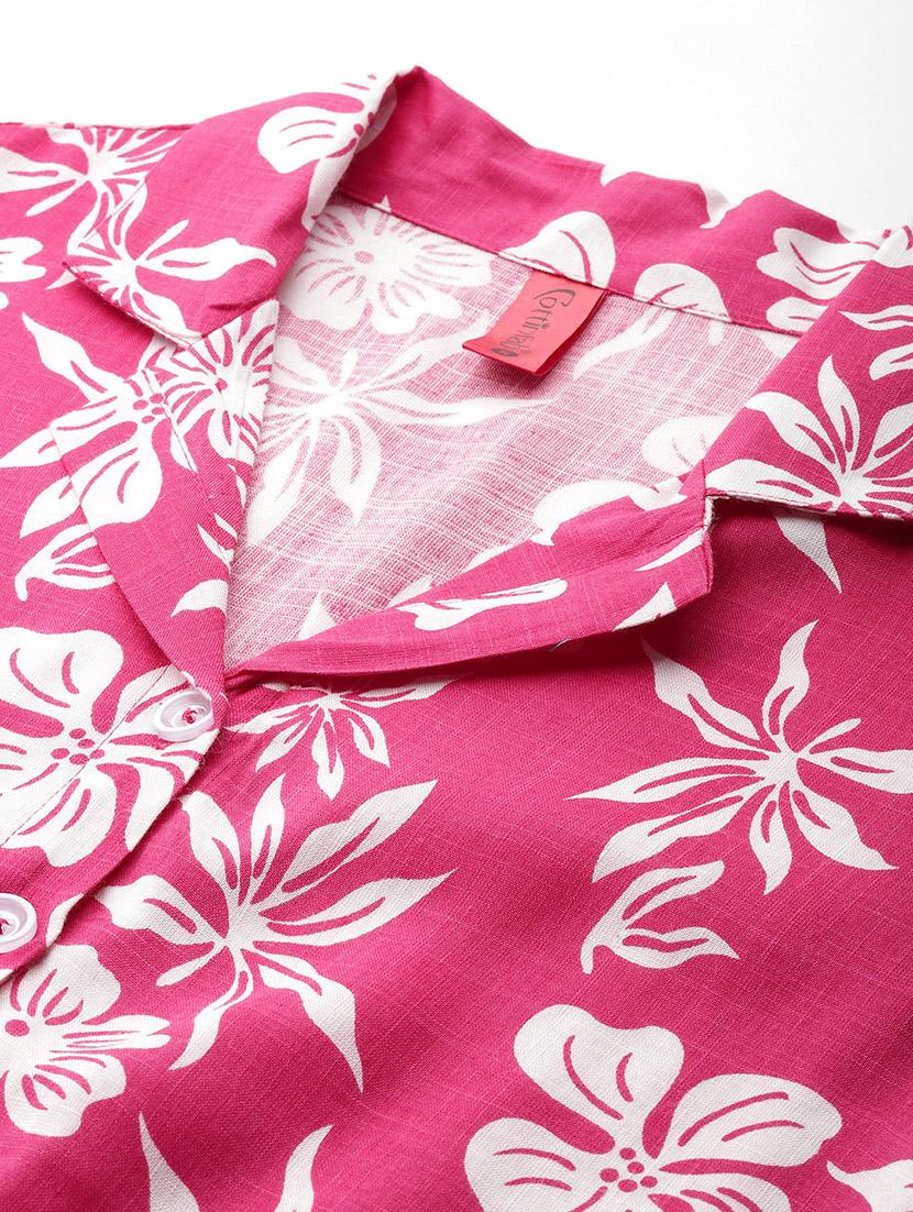 women floral print lapel neck long sleeve shirt dress - 22041294 - Standard Image - 4