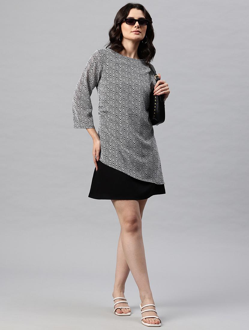 women printed long sleeve a-line dress - 22041298 - Zoom Image - 0