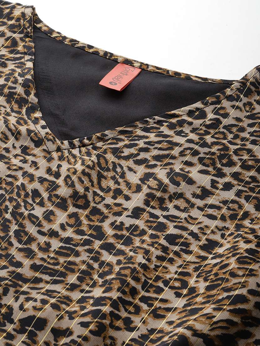 women animal print kimono sleeve kaftan dress - 22041303 - Standard Image - 4