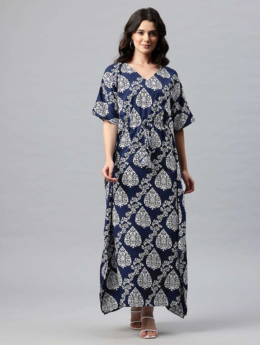 women printed kimono sleeve kaftan dress - 22041306 - Standard Image - 1