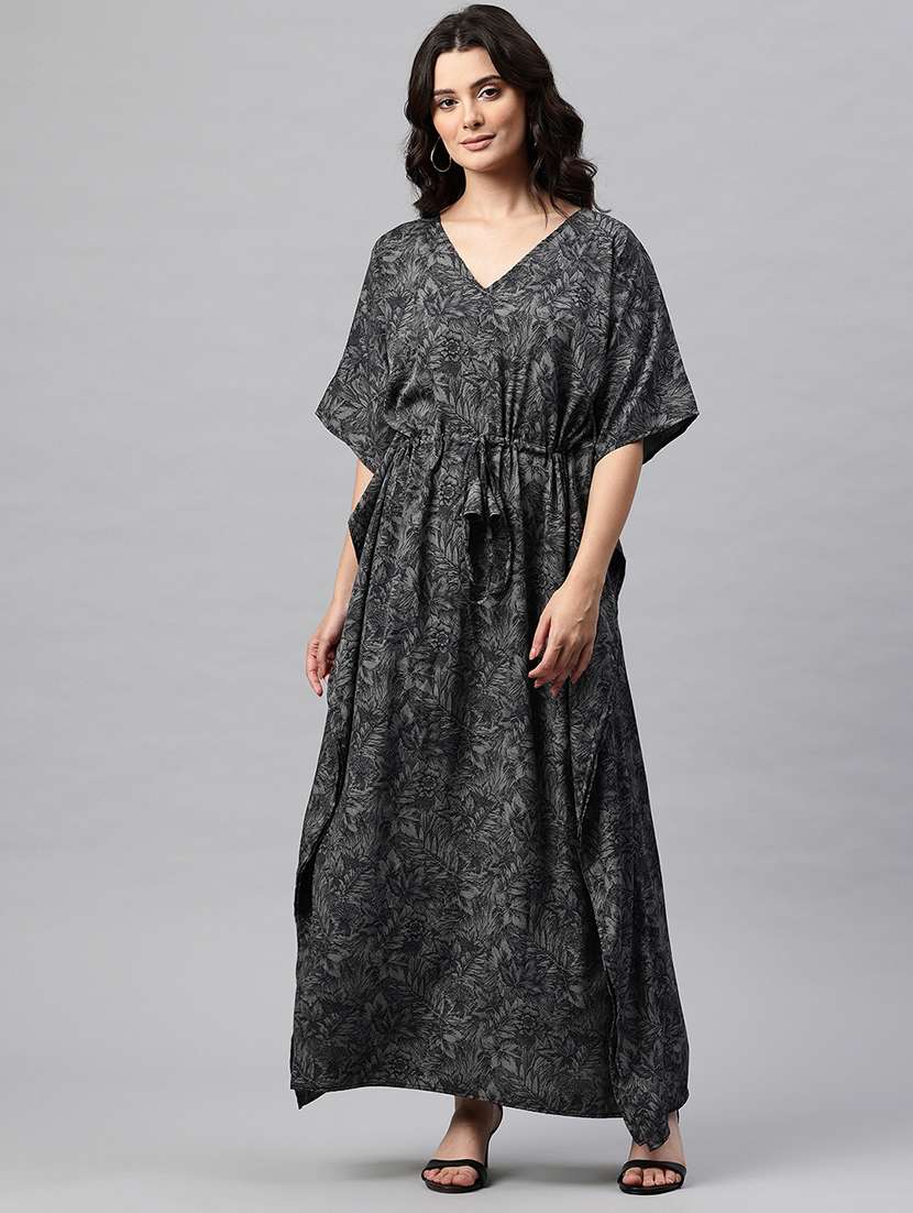 women printed kimono sleeve kaftan dress - 22041307 - Standard Image - 1