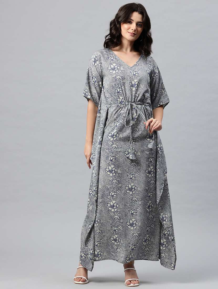 women printed kimono sleeve kaftan dress - 22041308 - Standard Image - 1