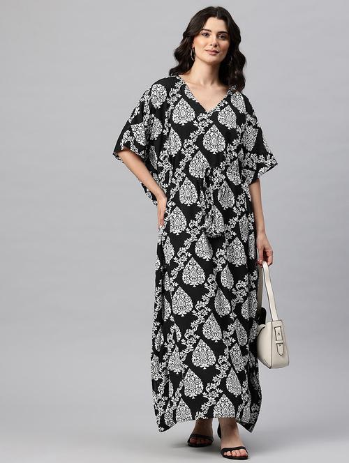women printed kimono sleeve kaftan dress - 22041309 - Standard Image - 0
