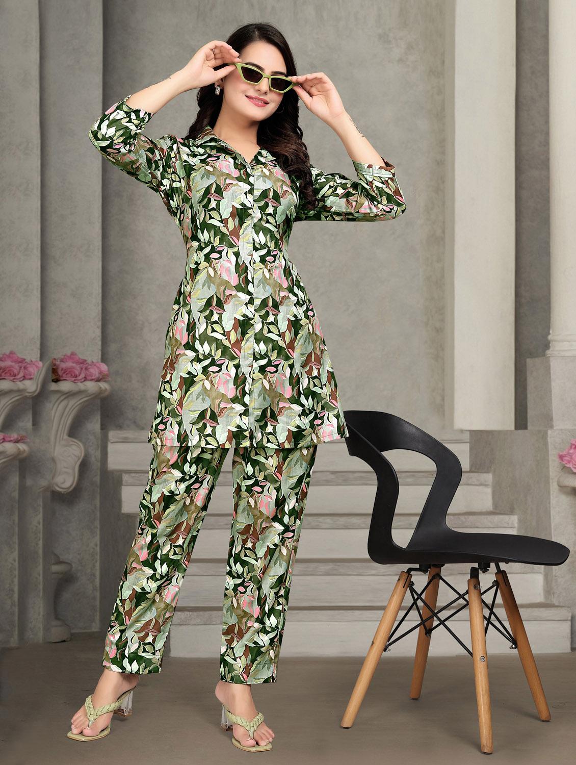 women printed three quarter sleeve ethnic co-ord set - 22041313 - Standard Image - 4