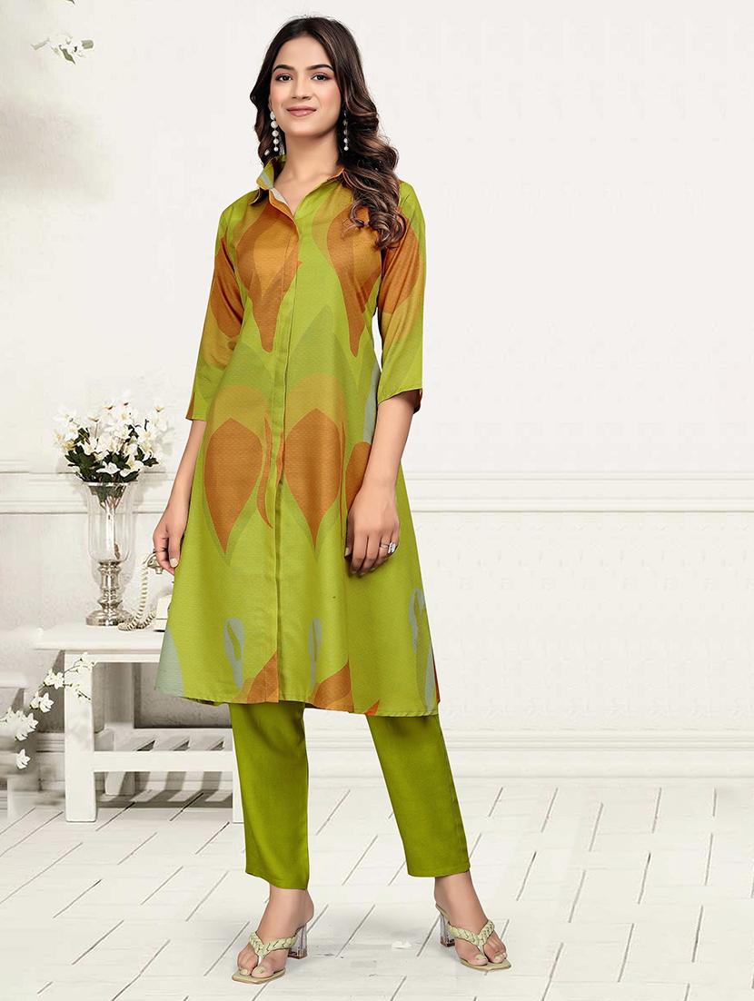 women printed three quarter sleeve ethnic co-ord set - 22041315 - Standard Image - 1