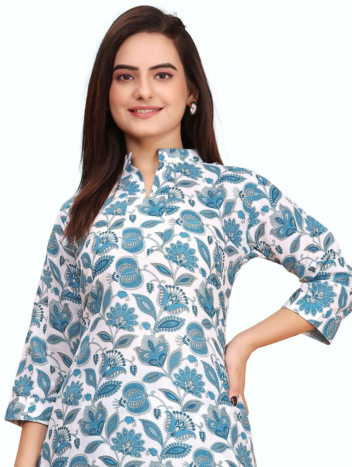 women printed three quarter sleeve ethnic co-ord set - 22041320 - Standard Image - 4