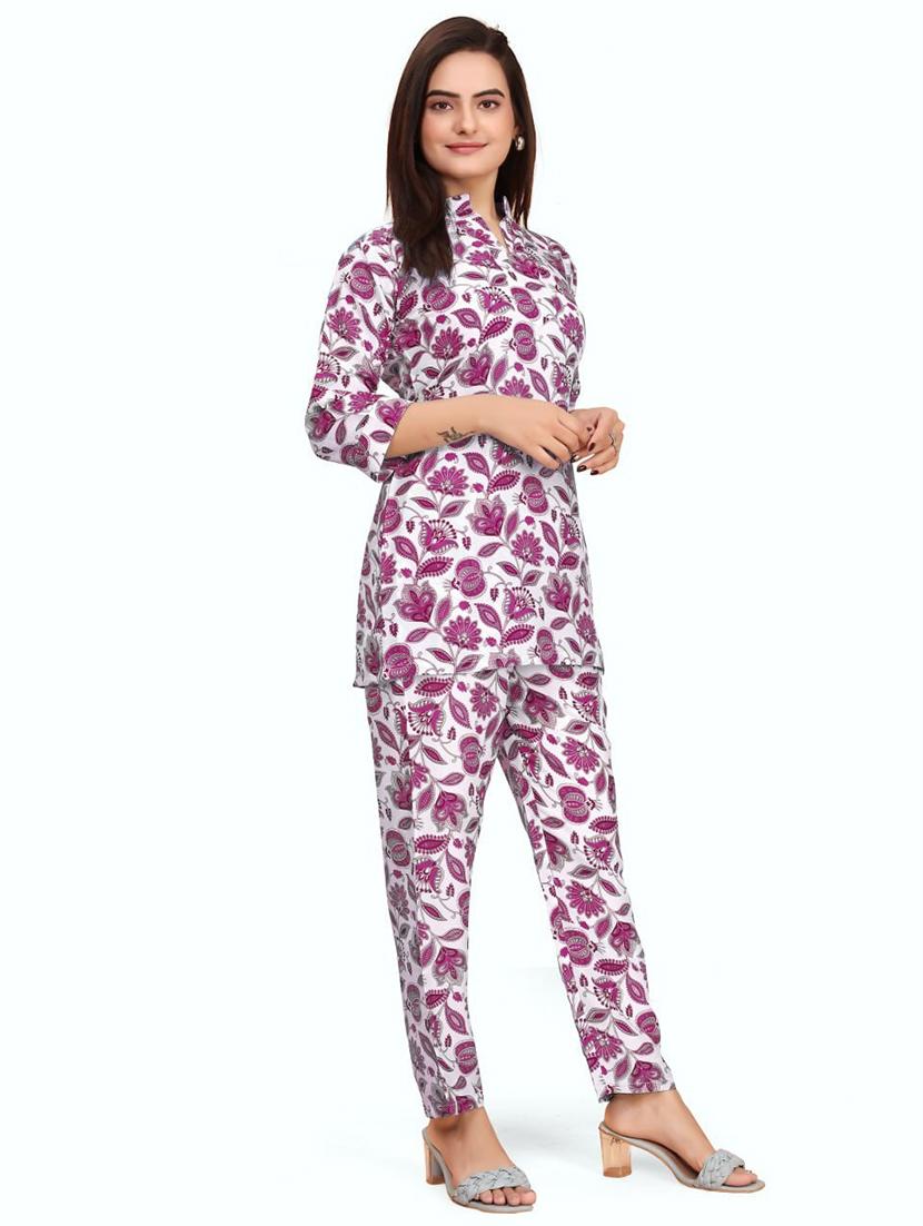 women printed three quarter sleeve ethnic co-ord set - 22041321 - Standard Image - 1