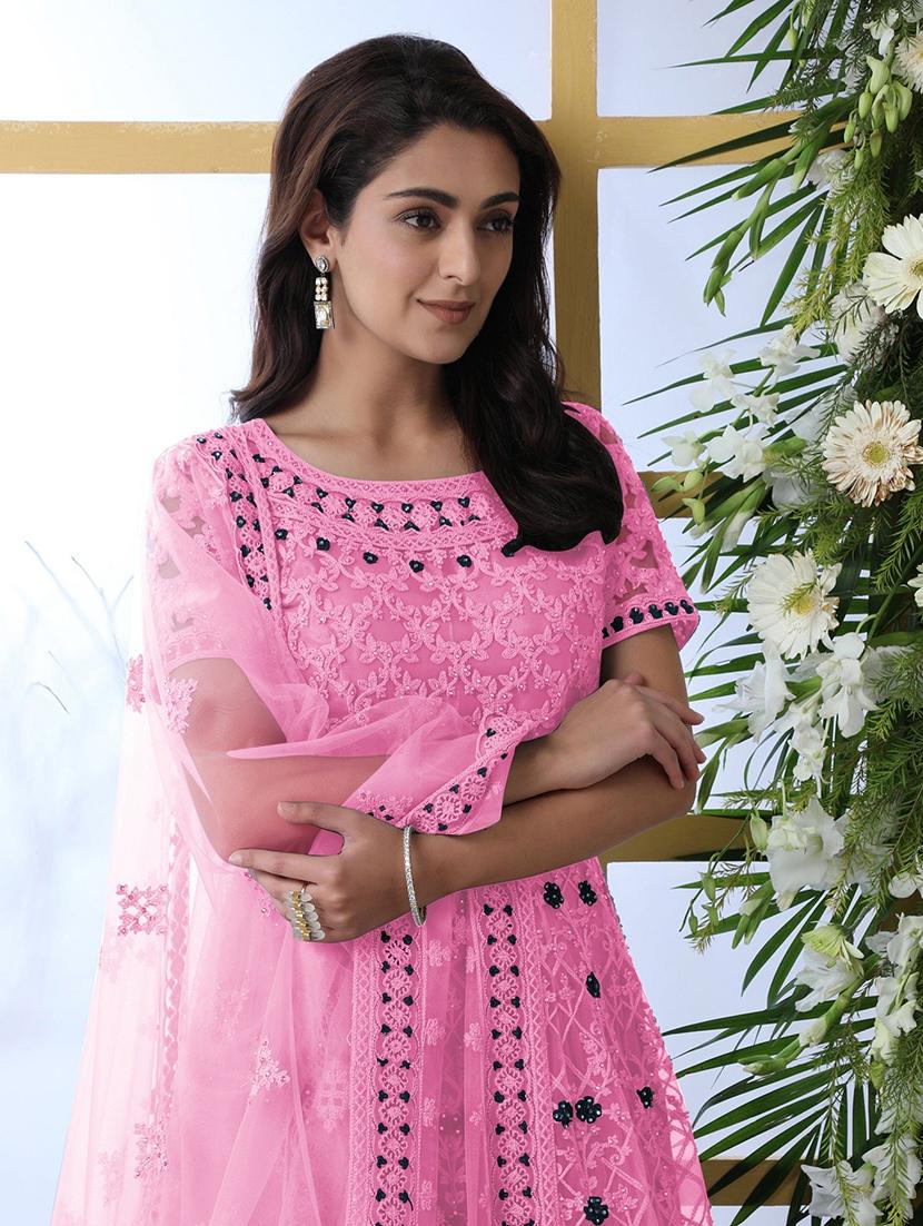 women embroidered fit & flare gown with dupatta - 22041328 - Standard Image - 4