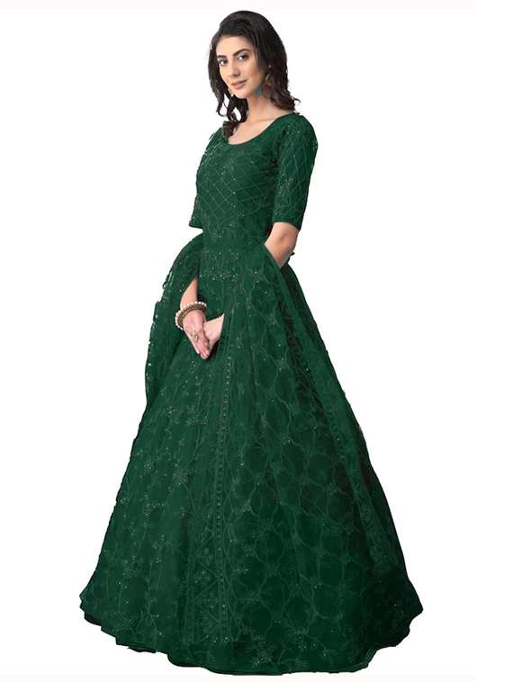 women embroidered fit & flare gown with dupatta - 22041331 -  Standard Image - 1