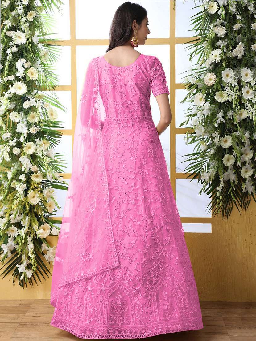 women embroidered fit & flare gown with dupatta - 22041337 -  Standard Image - 1