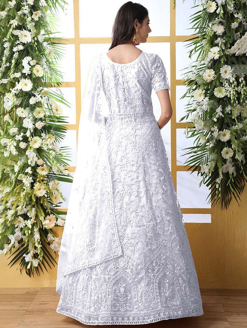 women embroidered fit & flare gown with dupatta - 22041338 - Standard Image - 1