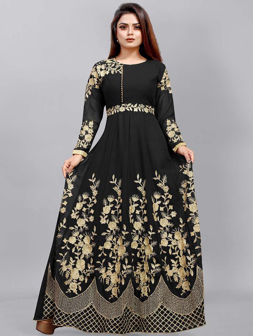 women embroidered fit & flare gown with dupatta - 22041347 - Standard Image - 1